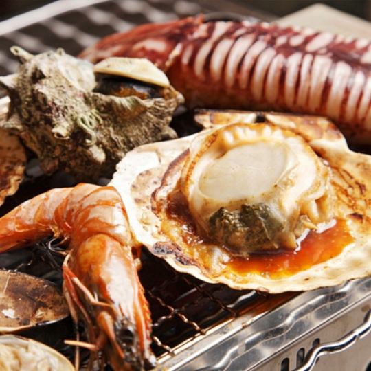 [Hamayaki for everyone!] Shrimps, scallops, etc! Seafood Hamayaki course <120 minutes all-you-can-drink> 5,500 yen ⇒ 4,500 yen