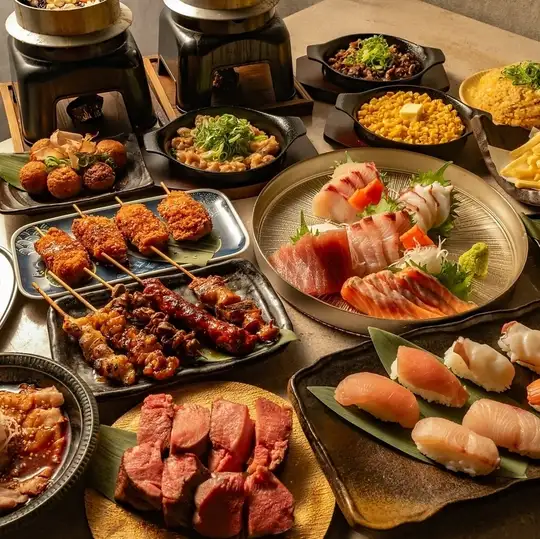 ◇豪快饗宴!◇豪快肉盛りに豪華肉寿司も!肉と魚の饗宴!食べ飲み放題コース!4000円⇒3000円