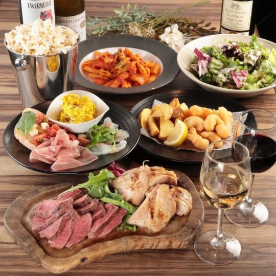 牛イチボ肉とチキンローストの味わい食べ比べプレミアムコース◆全10品＆2H飲放付