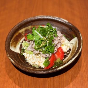 朝日豚とざる豆腐のしゃぶしゃぶサラダ