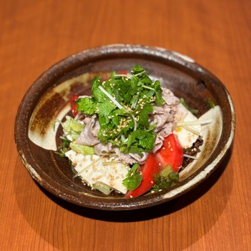 朝日豚とざる豆腐のしゃぶしゃぶサラダ