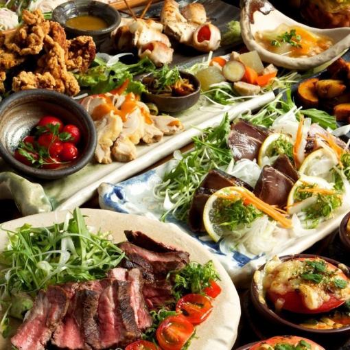 【무료 음료 포함】 베지 5 종 모듬과 램프 스테이크를 맛볼 수있다! 호화 5000 엔 코스 [전 7 품]