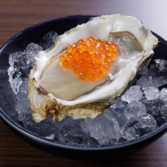 Raw oysters, salmon roe