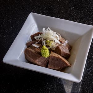 Boiled beef tongue with salt and wasabi