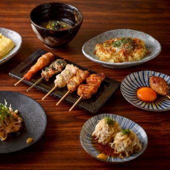 3時間飲み放題付き備長炭で焼き上げた焼き鳥コース6500円【金、土、祝前日除く】