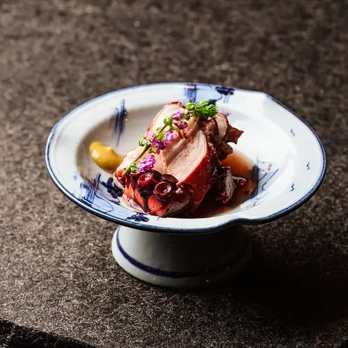 Softly braised octopus