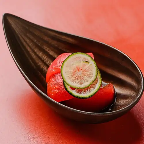 Tomato with sudachi citrus sweet and sour dressing