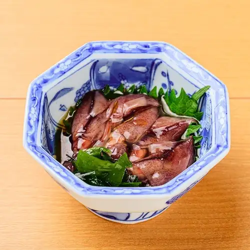 Firefly squid liver sashimi style