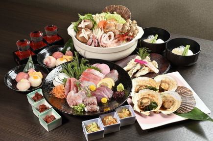 Recommended Course ◆ 9 dishes in total with 2 hours of all-you-can-drink, including a 3-item sashimi platter and pork belly and lettuce shabu-shabu.