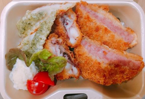 Ham cutlet & squid minced lunch box
