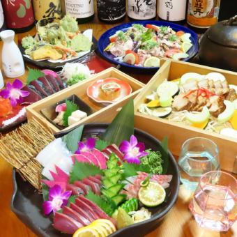 [個室確約]宴会に◎1番人気コース…鰹の塩タタキ/海の幸の幽庵焼き/土鍋ご飯等[8品]5500円(税込)