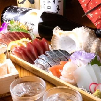 [個室確約]宴会に◎1番人気コース…前菜四種/鰹の塩タタキ/海鮮土鍋ご飯等[10品]5000円+税