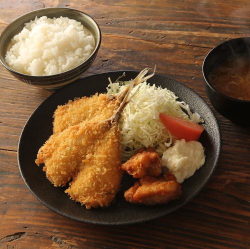Fried horse mackerel set meal