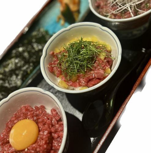 ランチ限定　炙りユッケ３種丼