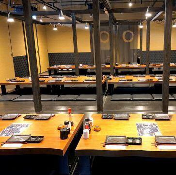 All seats are fully private with sunken kotatsu tables and can accommodate from 2 to a maximum of 100 people!