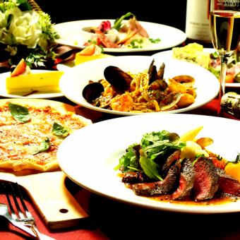 《Luxurious Italian Course》8 kinds of dishes including pizza and Saibi beef◇120 minutes all-you-can-drink with Corona and draft beer for 5,500 yen