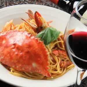 渡り蟹のトマトソースパスタ