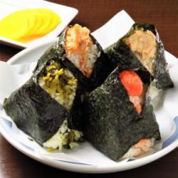 鮭/梅/昆布/明太子/高菜/納豆　各