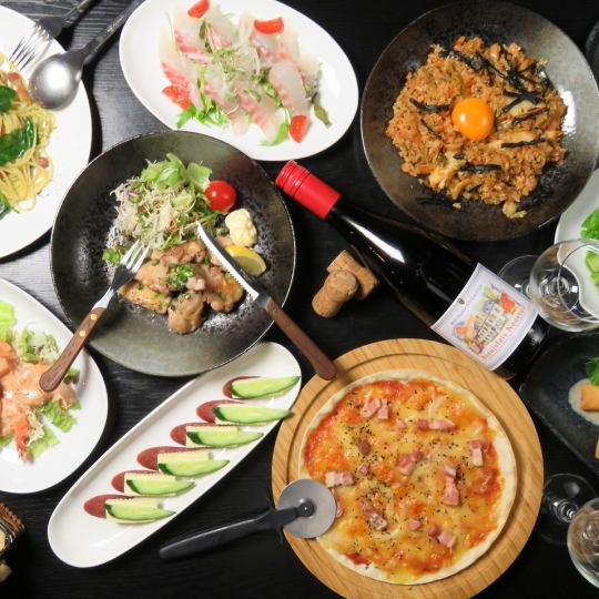 ゆったり3時間飲み放題人気メニュー8品のコース　7000円