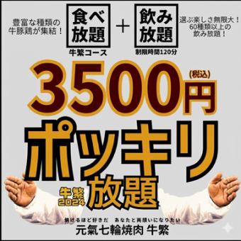 【平日限定!3,000円ポッキリ放題】食べ放題お手軽コース+飲み放題<時間は120分間>お一人様OK