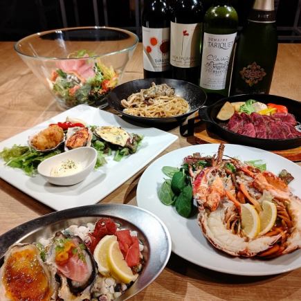 コース【３】イクラとローストビーフの生牡蛎&オマール海老のコース2H飲み放題付き7480円