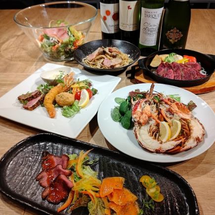 コース【４】オマール海老やハラミ＆ラム肉ステーキのプレミアムコース2H飲み放題付き6880円