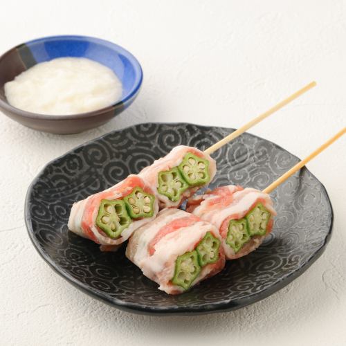 オクラ豚巻き(とろろ)