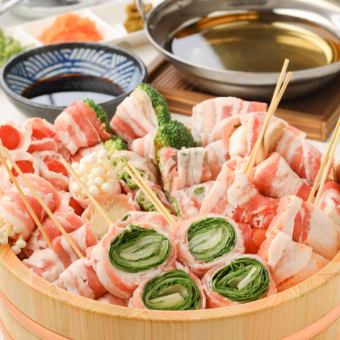 新年会におすすめ!【鍋◆人気No,1】野菜巻き串と串しゃぶ鍋等全132種!2時間食べ飲み放題4000円