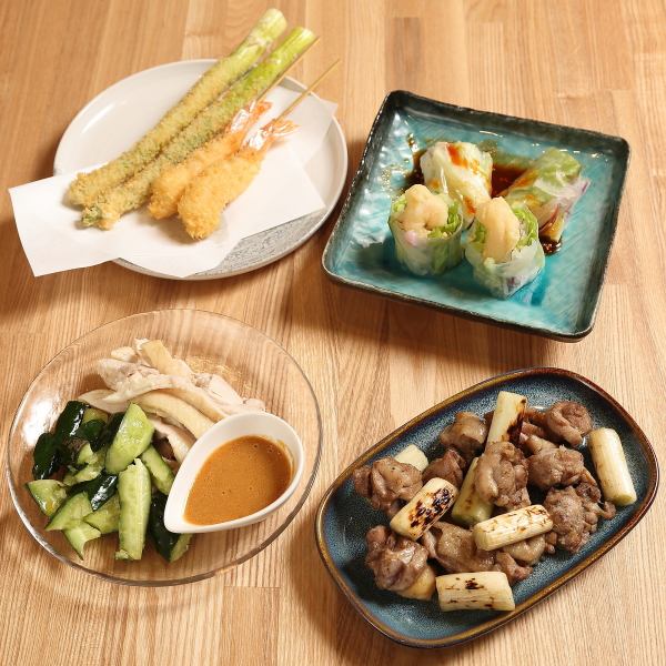 炭火で焼き上げた親鶏もものバラ焼きなど！