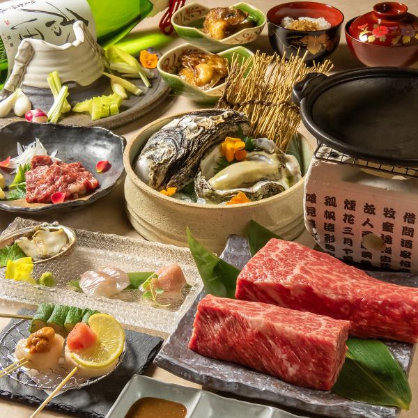 ≪燦燦コース≫神石牛のステーキ・旬魚のお造り・馬刺しなど全11品120分飲み放題付き10000円