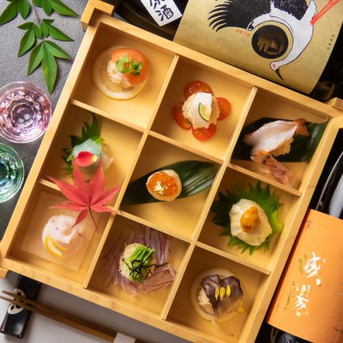 【数量限定】『四季折々の旬の食材を彩る手毬寿司・9種京風おばんざい』などお料理全17品5000円