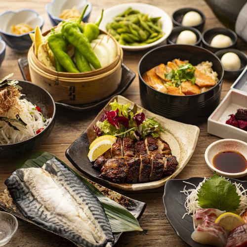 [Satisfying dishes including sashimi, dried fish, and seasoned rice] Includes all-you-can-drink! 6,000 yen course!
