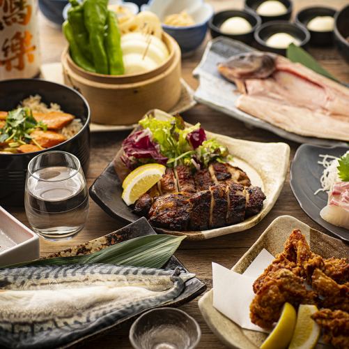 [2 kinds of dried fish, fried food, and even meat dishes!] Includes all-you-can-drink! 6,500 course!
