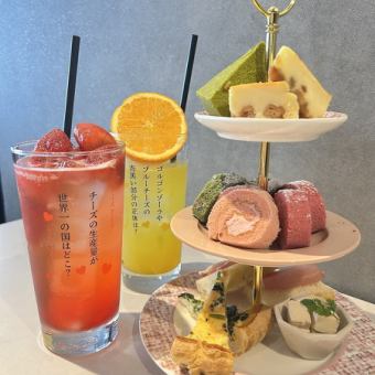【土日祝・ランチタイム限定】オリジナルアフタヌーンティーセット★選べるワンドリンク付～