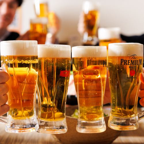 【種類豊富なドリンク】生ビール199円（税込218円）等アルコールドリンクが充実！