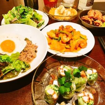 [Ethnic course] 7 dishes including stir-fried tom yum, 2 hours all-you-can-drink included, weekdays only 4,200 yen → 4,000 yen (tax included)