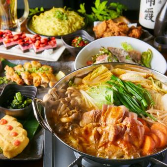 「岐阜屋特制发酵火锅套餐」7道菜品，含3小时无限畅饮3,500日元