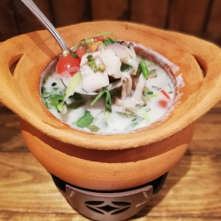 Tom Ka Gai (chicken in coconut soup)