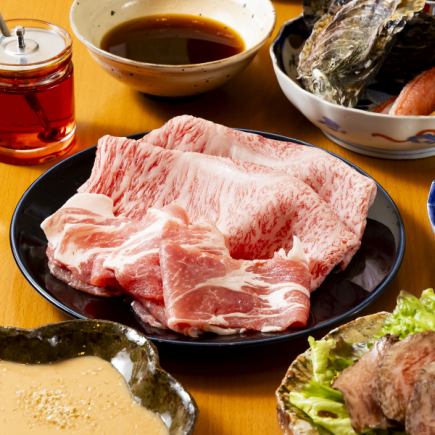 Enjoy both Yamagata beef and Jinhua pork [Yamagata beef and Jinhua pork shabu-shabu course] 6 dishes total 6,600 yen (tax included)