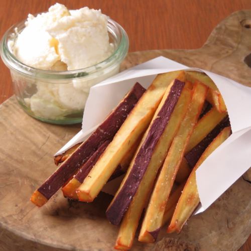 Homemade cheese tofu and sweet potato fries