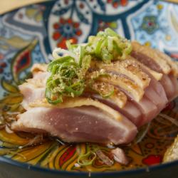 地鶏ももたたき　柚子胡椒添え