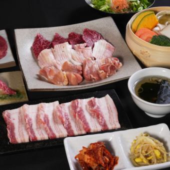 ランチ限定【女子会コース】牛炙り寿司とサムギョプサルを堪能♪全14品デザート付