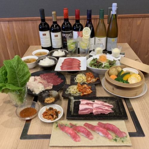 [Lunch limited girls-only gathering course] Enjoy grilled beef sushi and samgyeopsal ♪ 14 dishes that are too luxurious with dessert (2,500 yen)