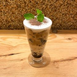 Coffee jelly and espresso ice cream parfait