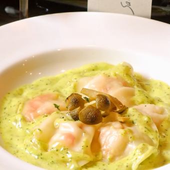 Plump Shrimp Ravioli Herb Butter Sauce