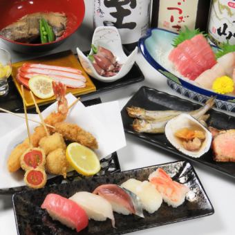 海凤丸寿司宴会套餐（绫）含无限畅饮120分钟3,850日元（含税）