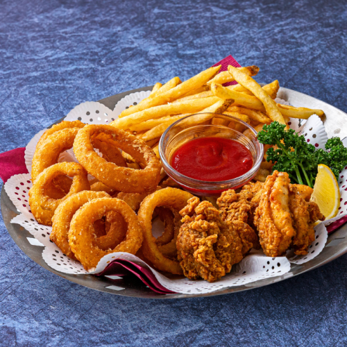 Fried food variety plate with 3 kinds of food