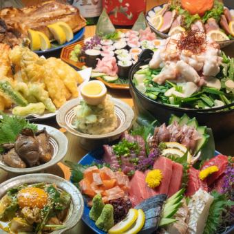 【2Hプレミアム飲み放題付】プレミアムコース 刺身(本鮪中トロ入り)など8品6,000円(税込)
