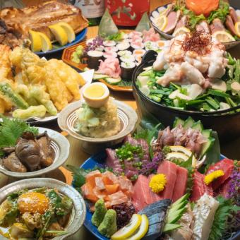 【2Hプレミアム飲み放題付】プレミアムコース　刺身(本鮪中トロ入り)など8品6,000円（税込）