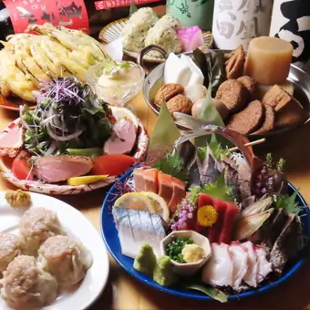 【2H飲み放題付】ライトコース刺身盛り合わせ、おでん盛りなど7品4500円（税込）